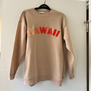 Ultra Flirt Sweatshirt Tan Sunset Hawaii Lettered Crew Neck Pullover  Size XS
